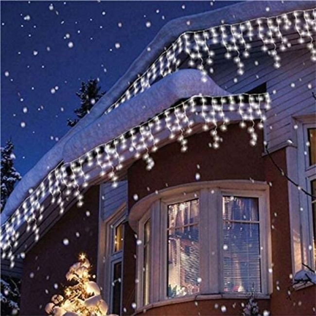 Instalatie luminoasa craciun 500 leduri cu telecomanda, 23 m, 8 functii, exterior/interior, tip perdea de turturi alb rece LVTKCL0504