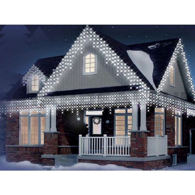 Instalatie luminoasa craciun 500 leduri cu telecomanda, 23 m, 8 functii, exterior/interior, tip perdea de turturi alb rece LVTKCL0504