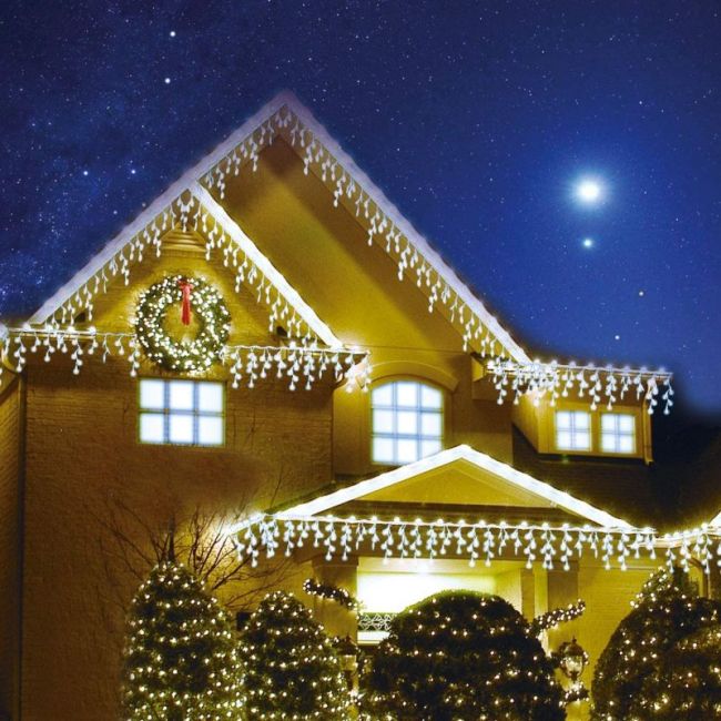 Instalatie luminoasa de craciun 300 leduri, 13 m, 8 functii, exterior/interior, tip perdea de turturi alb rece lvtkcl0300