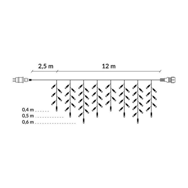 Instalatie luminoasa de craciun 300 leduri, 13 m, 8 functii, exterior/interior, tip perdea de turturi alb rece lvtkcl0300
