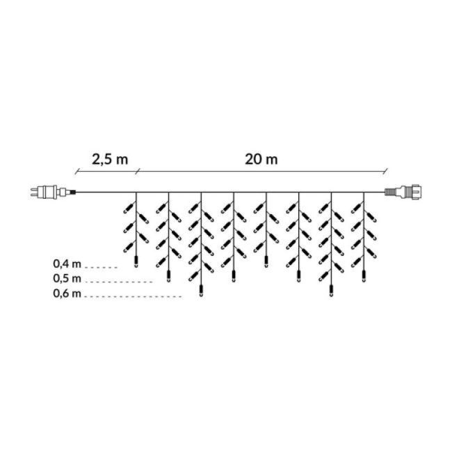 Instalatie luminoasa de craciun 500 leduri, 23 m, 8 functii, exterior/interior, tip perdea de turturi alb cald LVTKCL0501