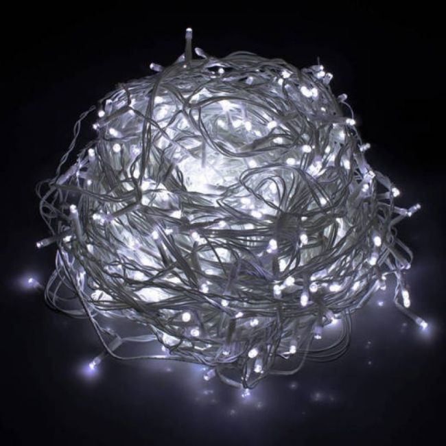 Instalatie luminoasa de craciun 500 leduri, 23 m, exterior/interior, 8 functii, tip perdea de turturi alb rece LVTKCL0500
