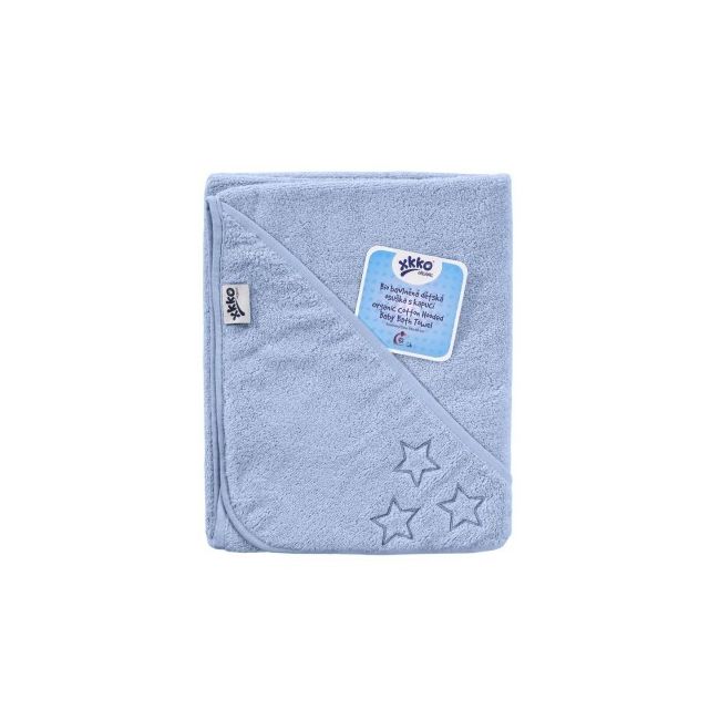 Prosop cu gluga bumbac organic Blue 90x90 cm XKKO BBKXKK_ORGHDT003
