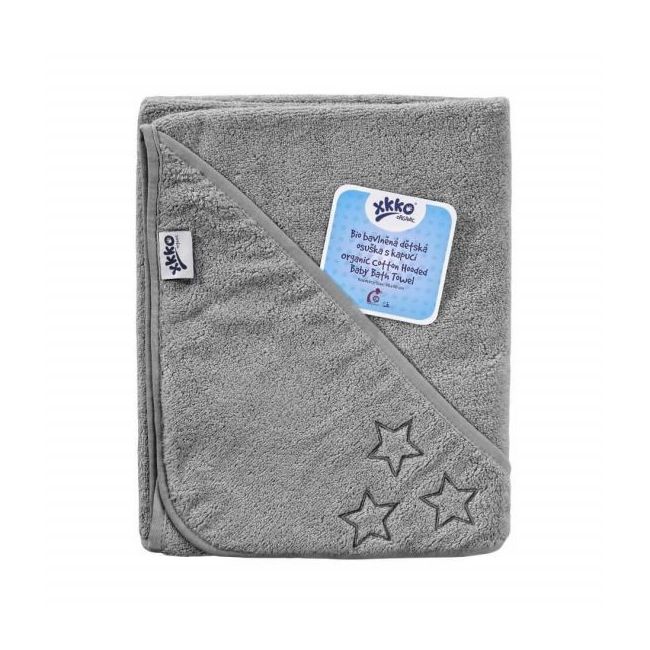 Prosop cu gluga bumbac organicSilver Stars 90x90 cm XKKO BBKXKK_ORGHDT005