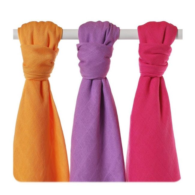 Set 3 museline din bambus 70x70cm Red Sky Mix XKKO BBKXKK_BMB070030