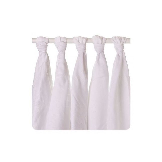 Set 5 museline din bumbac organic 70x70cm Alb XKKO BBKXKK_CTN070007