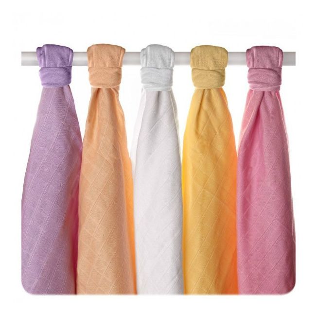 Set 5 museline din bumbac organic 70x70cm Old Times Girls Pastels XKKO BBKXKK_CTN070006