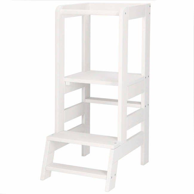 Turn de invatare ajustabil learning tower, tip montessori, alb lvtkkch 01 white