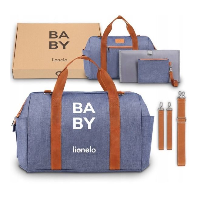 Lionelo - Geanta pentru mamici Ida Cu multiple compartimente, Albastru BYNLO-IDA_BLUE_DENIM