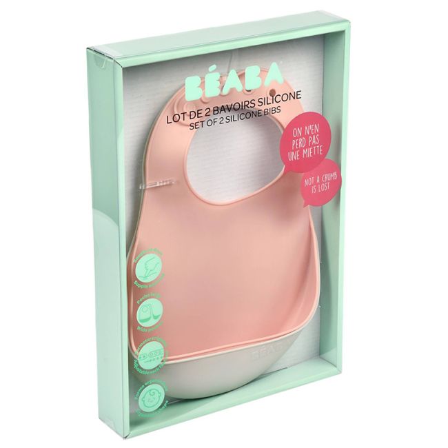 Set 2 Bavete silicon Beaba Old Pink/Light Grey ERFB913510