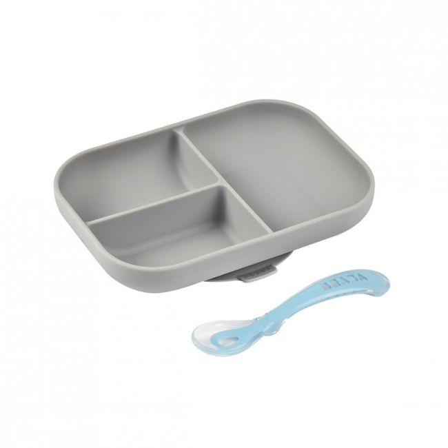 Set de masa silicon Beaba 2 piese - Gri ERFB913508