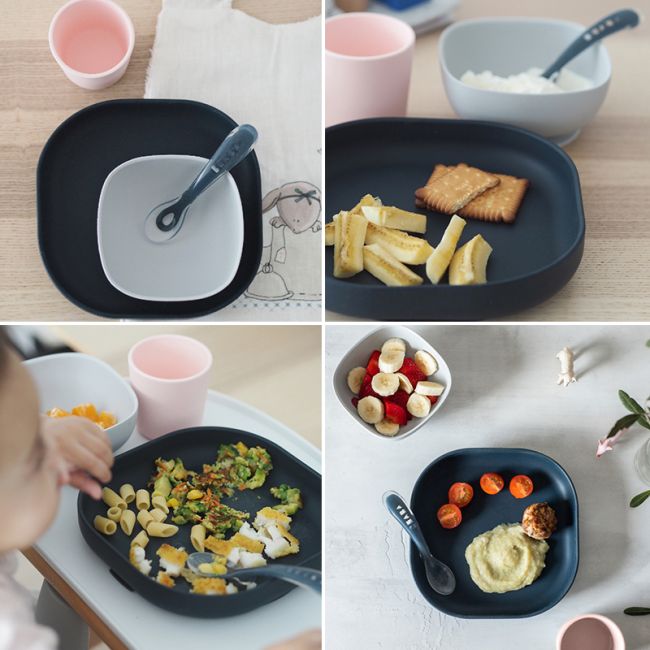 Set de masa silicon Beaba 4 piese Night Blue ERFB913506