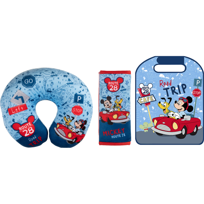 Set calatorie 3 piese, Aparatoare pentru scaun, Perna gat si Protectie centura de siguranta Mickey Road Trip Disney CZ3103416 BBJCZ3103416_Albastru