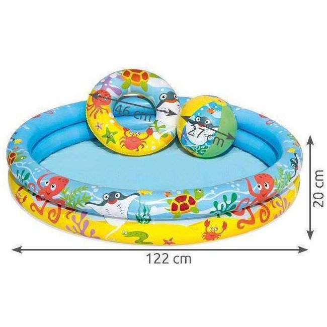 Set 3 piese Piscina gonflabila, colac si minge 122 x 20 cm Bestway MY17687 BBJMY17687_Initiala