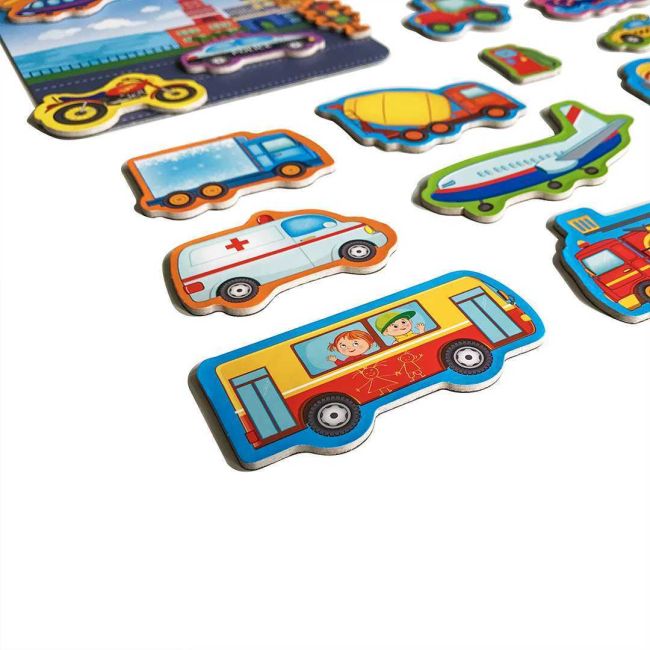 Set magnetic Mijloace de Transport cu Plansa magnetica inclusa, 22 piese Roter Kafer RK2090-04 BBJRK2090-04_Initiala