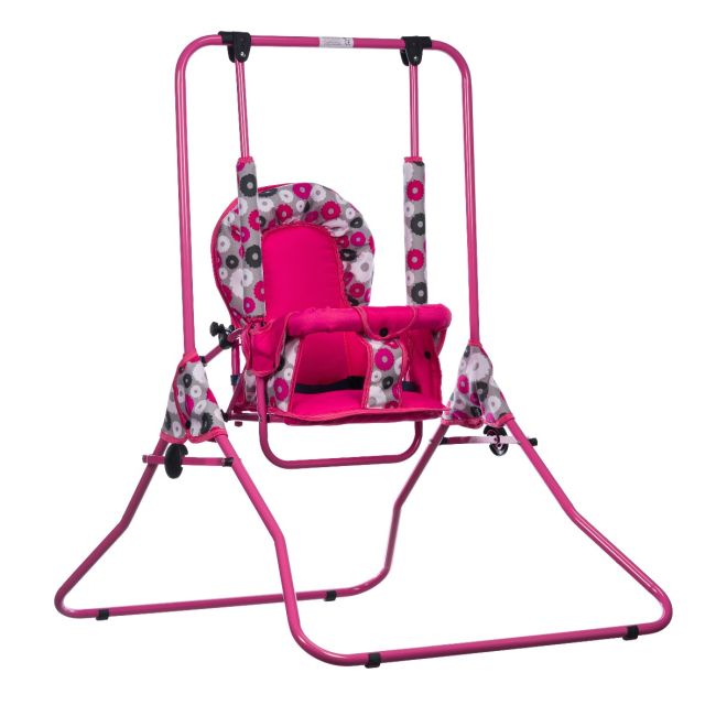 Leagan pentru copii, Top Kids, cu spatar reglabil, Pink Flowers KRT4117ATH3PF