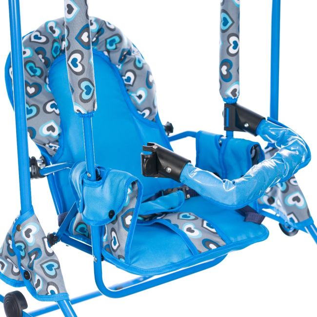 Leagan pentru copii, Top Kids, cu spatar reglabil si bara detasabila, Blue Hearts KRT4124ATH1BH
