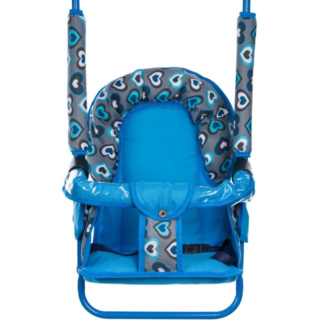 Leagan pentru copii, Top Kids, cu spatar reglabil si bara detasabila, Blue Hearts KRT4124ATH1BH