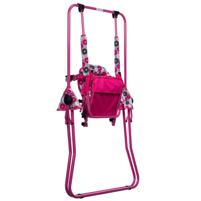 Leagan pentru copii, Top Kids, cu spatar reglabil si bara detasabila, Pink Flowers KRT4124ATH1PF