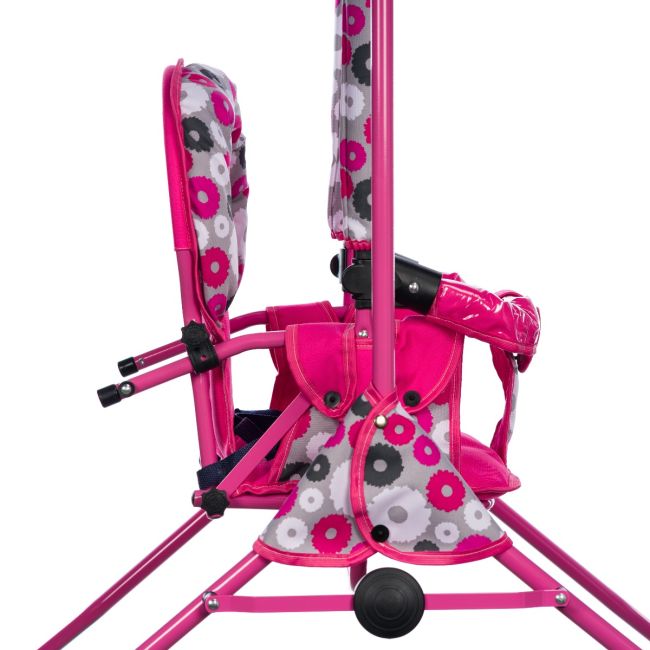 Leagan pentru copii, Top Kids, cu spatar reglabil si bara detasabila, Pink Flowers KRT4124ATH1PF