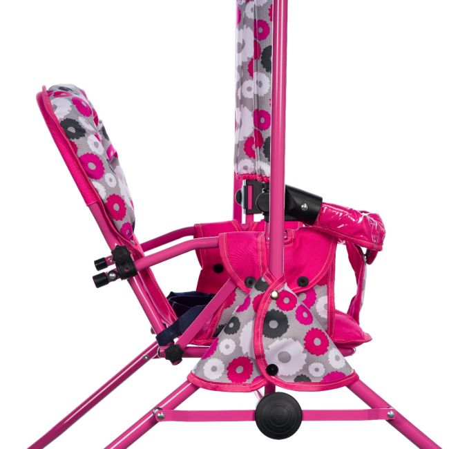Leagan pentru copii, Top Kids, cu spatar reglabil si bara detasabila, Pink Flowers KRT4124ATH1PF