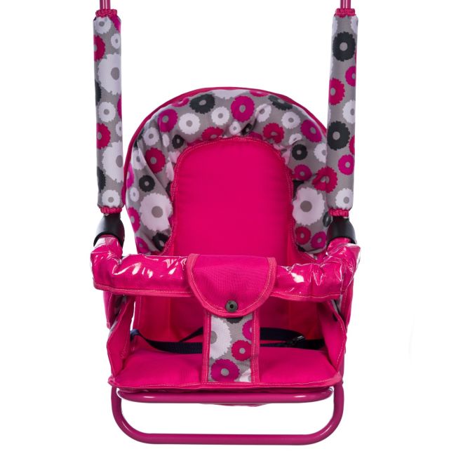 Leagan pentru copii, Top Kids, cu spatar reglabil si bara detasabila, Pink Flowers KRT4124ATH1PF