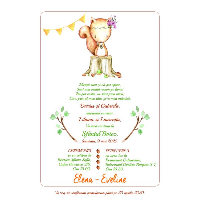 Invitatie de botez Vulpita - SHYFL004