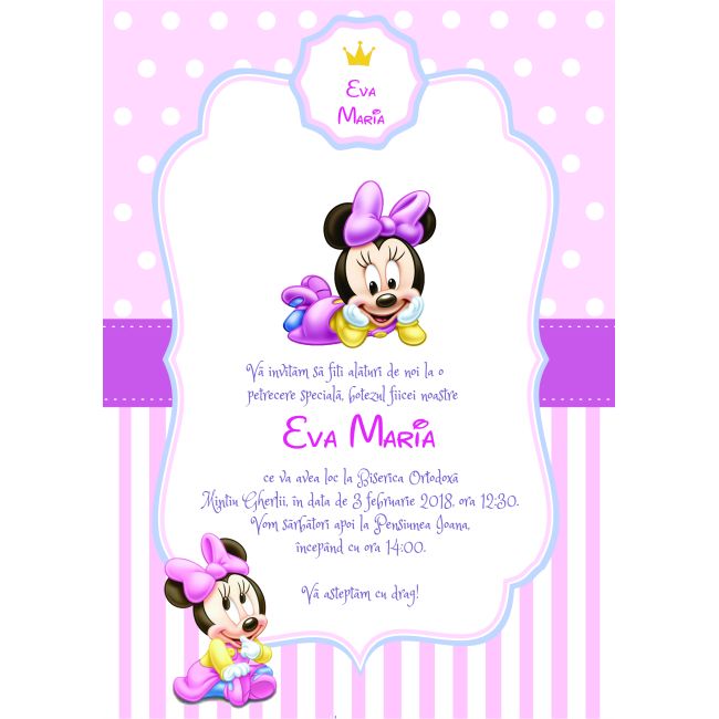 Invitatie de botez Minnie Mouse - SHYFL014