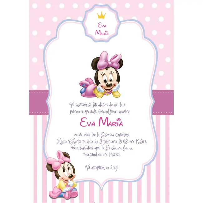 Invitatie de botez Minnie Mouse - SHYFL014