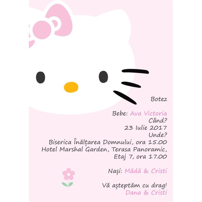 Invitatie de botez Hello Kity - SHYFL017