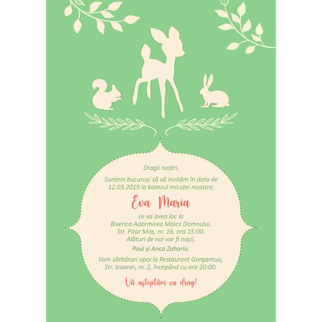 Invitatie de botez Prietenii din padure - SHYFL019