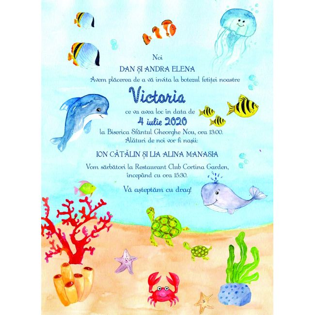 Invitatie de botez Sea life - SHYFL030