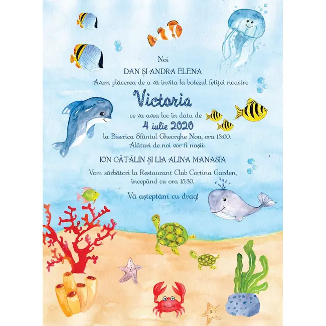 Invitatie de botez Sea life - SHYFL030