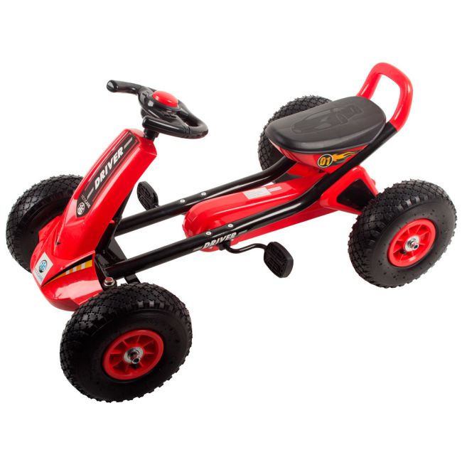 Kart cu pedale si roti gonflabile Driver Kidscare Rosu SUPKC_D01_rosu