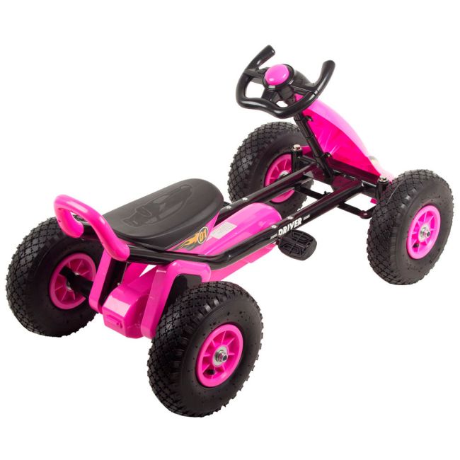 Kart cu pedale si roti gonflabile Driver Kidscare Roz SUPKC_D01_roz