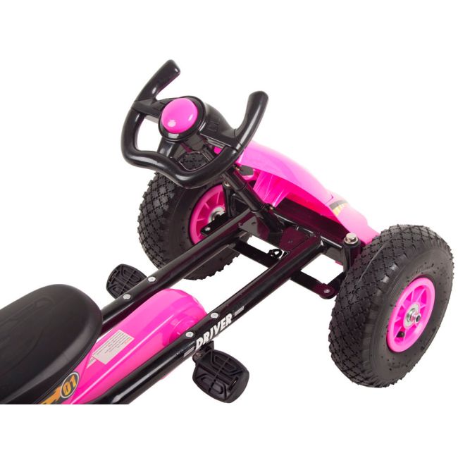 Kart cu pedale si roti gonflabile Driver Kidscare Roz SUPKC_D01_roz