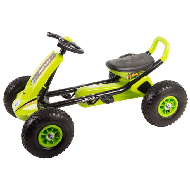 Kart cu pedale si roti gonflabile Driver Kidscare Verde SUPKC_D01_verde