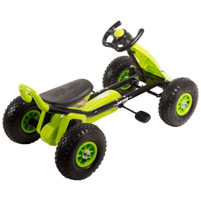 Kart cu pedale si roti gonflabile Driver Kidscare Verde SUPKC_D01_verde