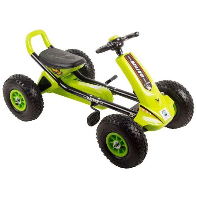 Kart cu pedale si roti gonflabile Driver Kidscare Verde SUPKC_D01_verde