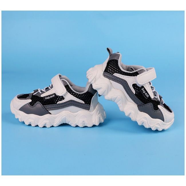 Adidasi negri cu alb si gri petrol din material tip plasa MBYY-2080-2-c