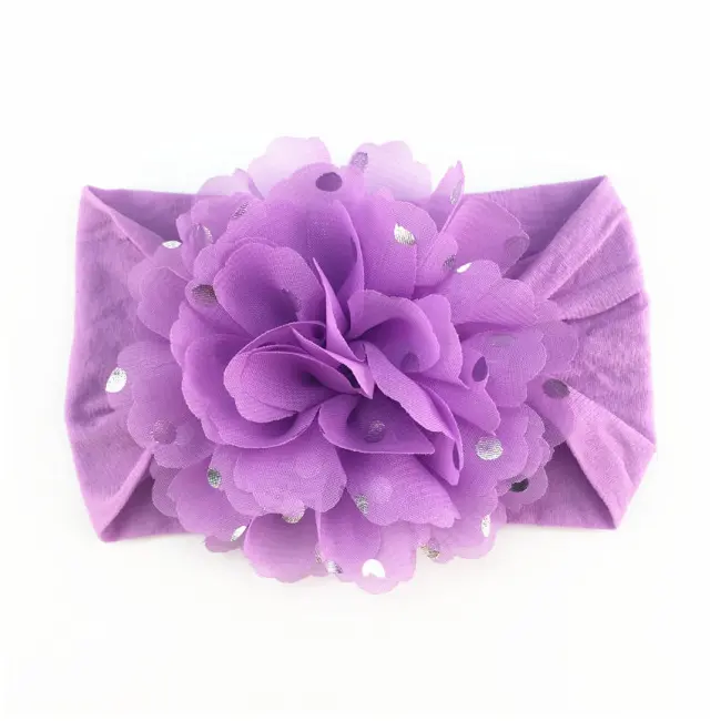 Bentita lata cu floare din tulle si buline argintii MDFD351-c8