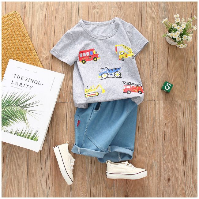 Costum bebelusi cu tricou gri - Masinute MDHQ300-4.2 ani