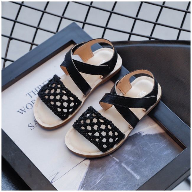 Sandale negre cu plasa crosetata LISD39-1-s1