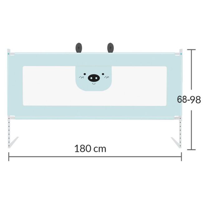 Bariera protectie pat culisanta xxl 180 cm bears grey, inaltime reglabila 68-98 cm lvtk5904067518186