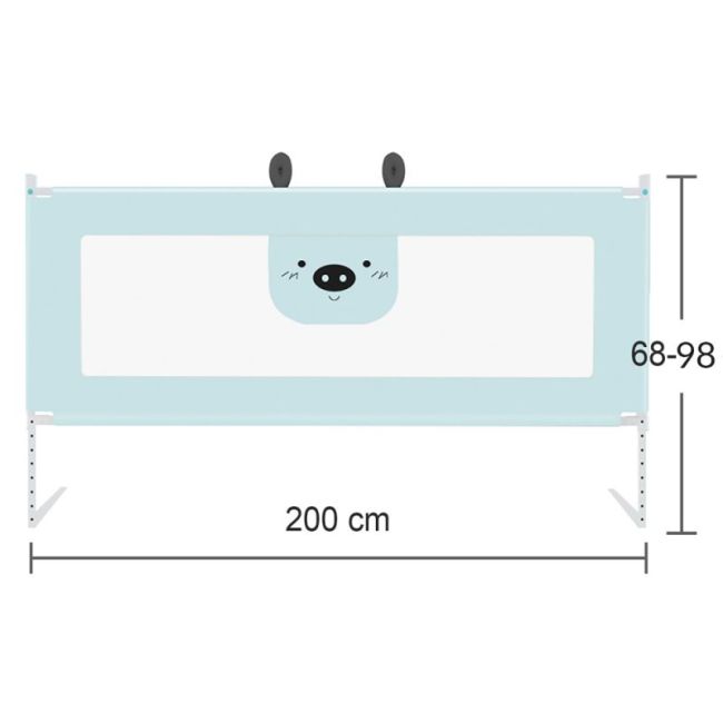 Bariera protectie pat culisanta XXL 200 cm Bears Grey, inaltime reglabila 68-98 cm LVTK5904067518209