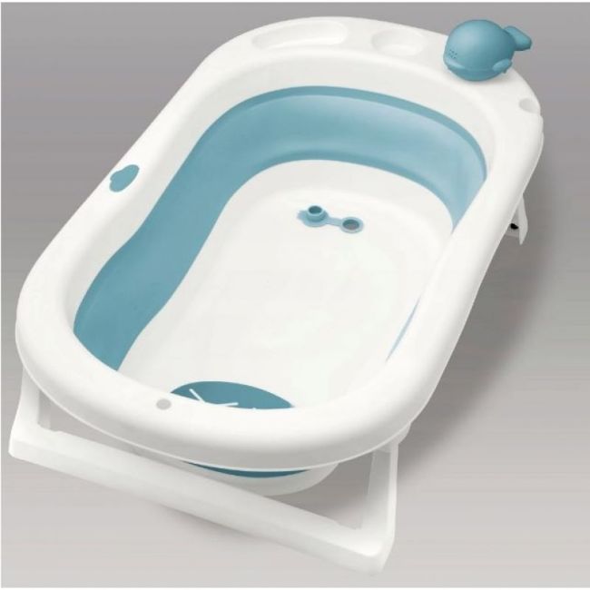 Cadita pliabila XL cu suport anatomic Kasia blue, include jucarie LVTK5903794147485