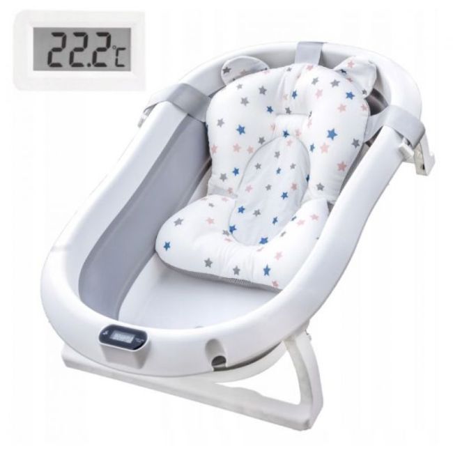 Cadita pliabila cu termometru si suport anatomic genua premium grey lvtk5904067518032