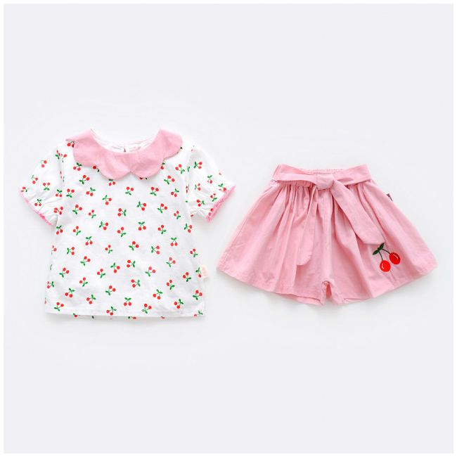 Costumas alb cu roz pentru fetite - Cirese MBW-098-5.9-12 luni (Marimea 20 incaltaminte)