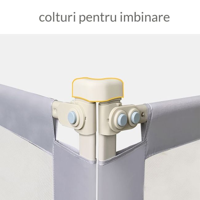 Bariera protectie pat culisanta XXL 200 cm Bears Grey, inaltime reglabila 68-98 cm LVTK5904067518209