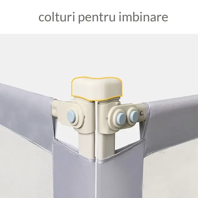 Bariera protectie pat culisanta xxl 200 cm bears grey, inaltime reglabila 68-98 cm lvtk5904067518209
